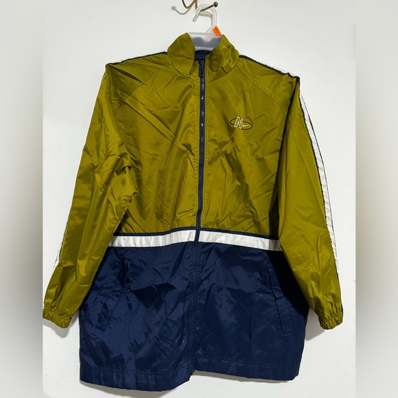 NIKE Vintage 90’s Windbreaker White Tag Full Zip Green Navy Blue Jacket Size M - Picture 2 of 15